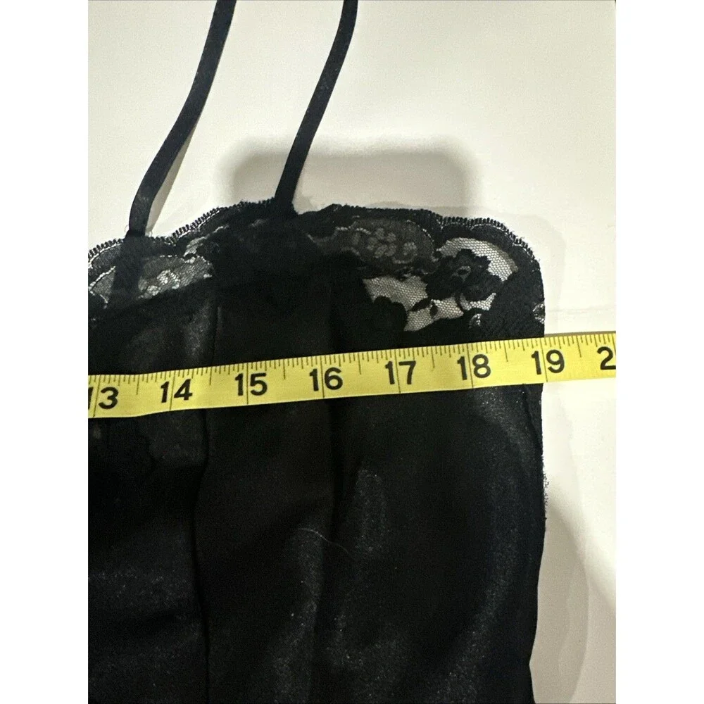 VTG Fredericks of Hollywood Nightie Y2K Nightgown Slip Dress Black Shiny Goth 1X